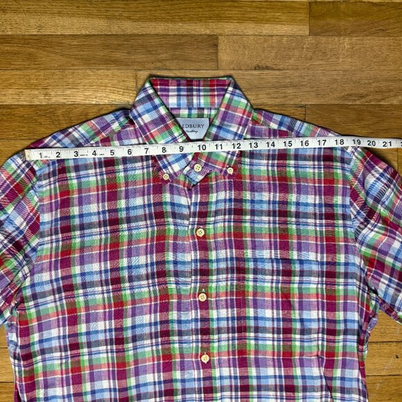Ledbury Mens Red Madris Plaid Long Sleeve Button Down Shirt Size Large - Picture 4 of 8